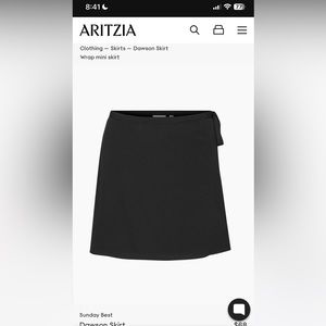 Aritzia Dawson Skirt; Size Medium; Black; Worn once - great condition!